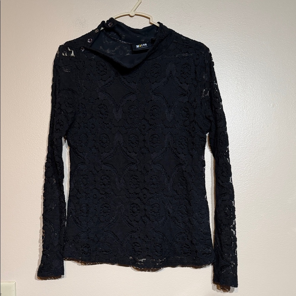 Maeve Black Lace Long Sleeve Blouse